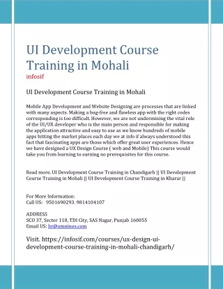 UI Development Course Training in Mohali