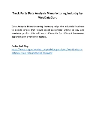 truck parts data analysis manufacturing industry