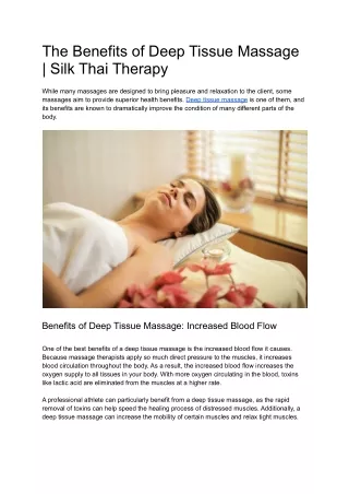 The Benefits of Deep Tissue Massage | Silk Thai Therapy