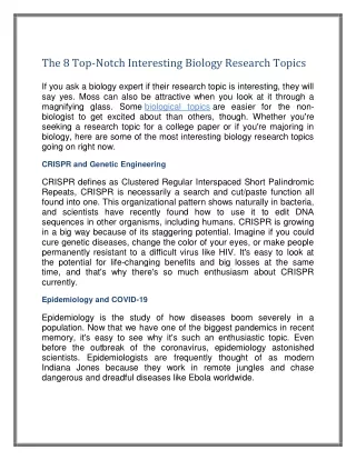 the 8 top notch interesting biology research
