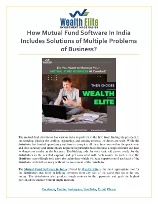 how mutual fund software in india includes
