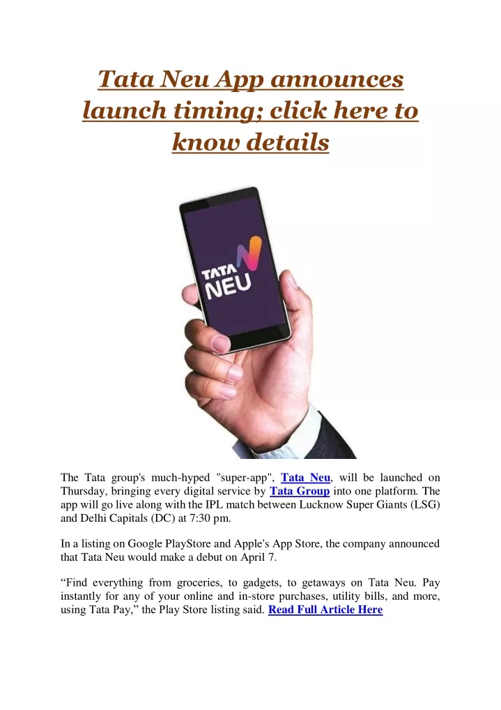 tata neu app announces launch timing click here