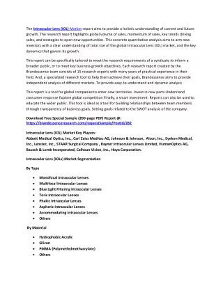 the intraocular lens iol market report aims