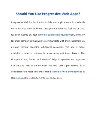 Should You Use Progressive Web Apps