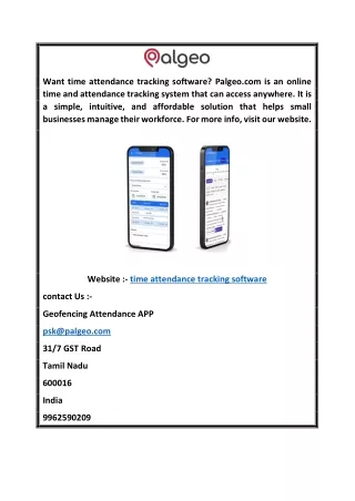 Time Attendance Tracking Software  Palgeo.com