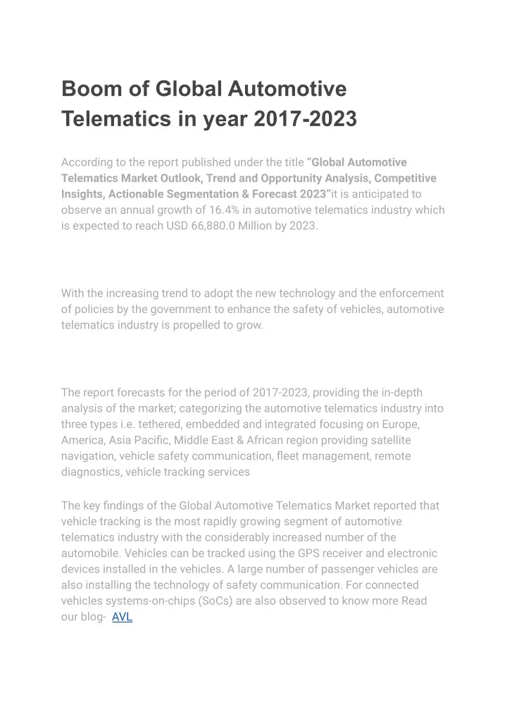 boom of global automotive telematics in year 2017
