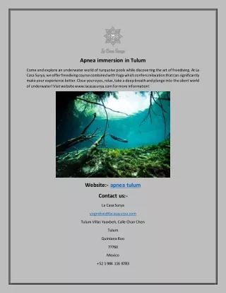 apnea immersion in tulum