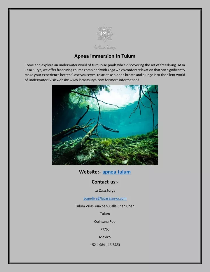 apnea immersion in tulum