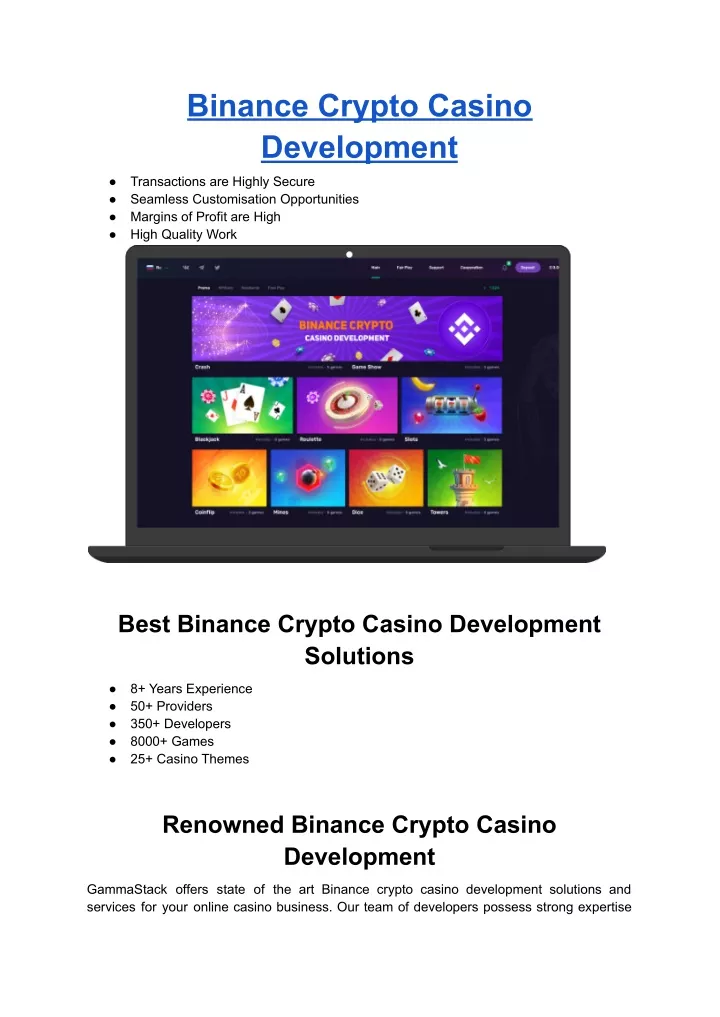 binance crypto casino development