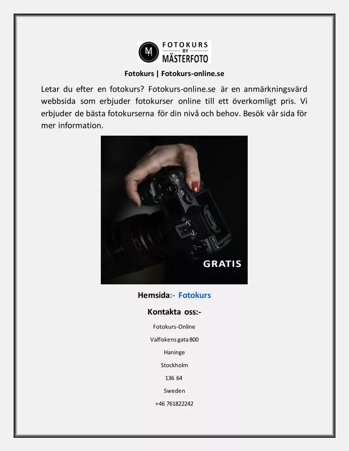 fotokurs fotokurs online se