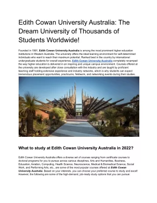 edith cowan university australia the dream