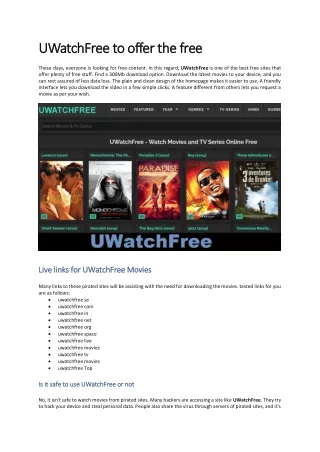 UWatchFree to offer the free
