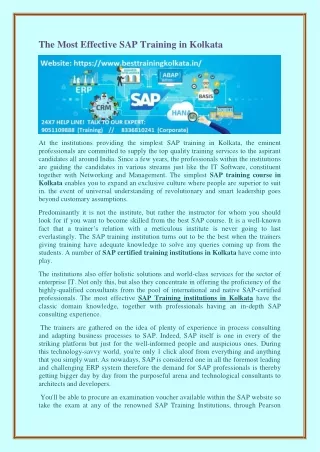 The Most Effective SAP Training in Kolkata