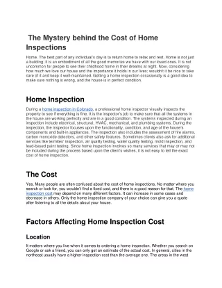 What is included in a Home Inspections-converted