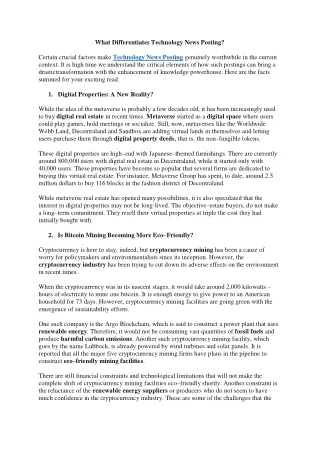 what differentiates technology news posting