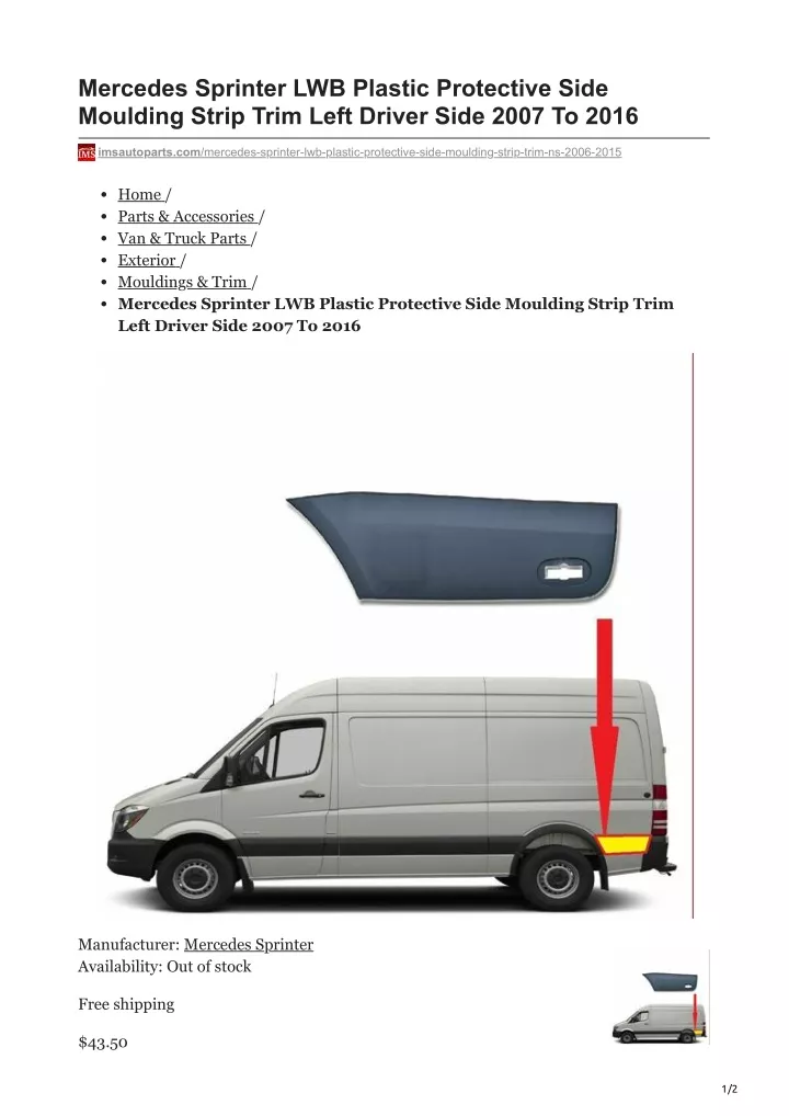 mercedes sprinter lwb plastic protective side