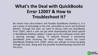What's the Deal with QuickBooks Error 12007 & How to Troubleshoot It?