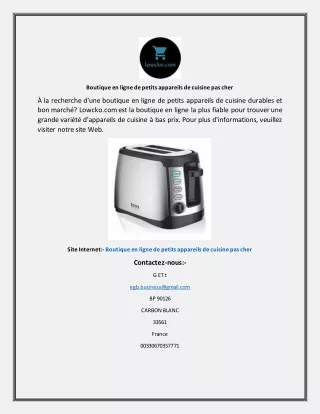 Boutique en ligne de petits appareils de cuisine pas cher