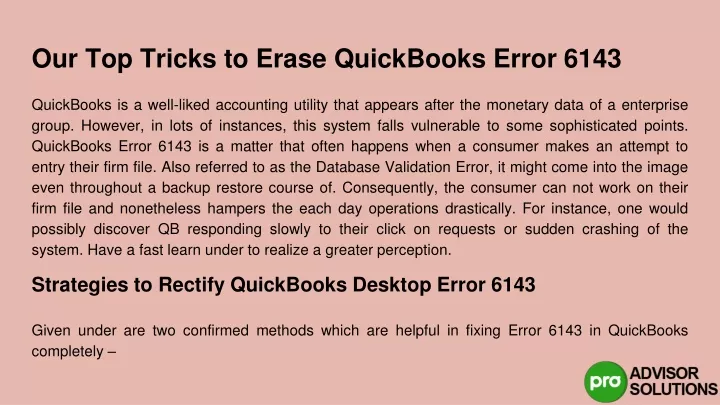 our top tricks to erase quickbooks error 6143