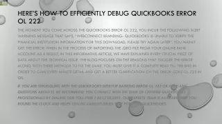 here s how to efficiently debug quickbooks error ol 222