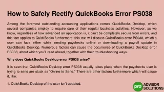 how to safely rectify quickbooks error ps038