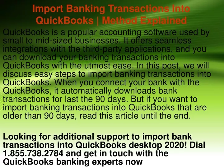 import banking transactions into quickbooks method explained