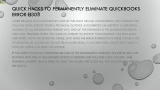 quick hacks to permanently eliminate quickbooks error h303