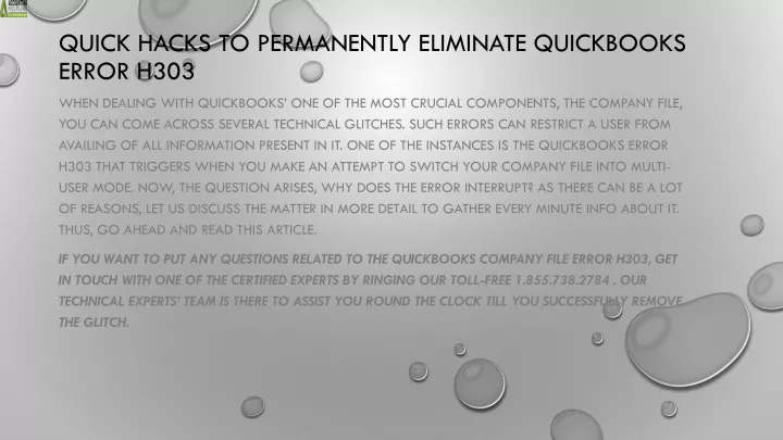 quick hacks to permanently eliminate quickbooks error h303