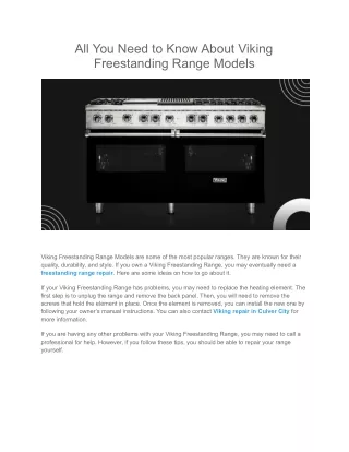 All You Need to Know About Viking Freestanding Range Models
