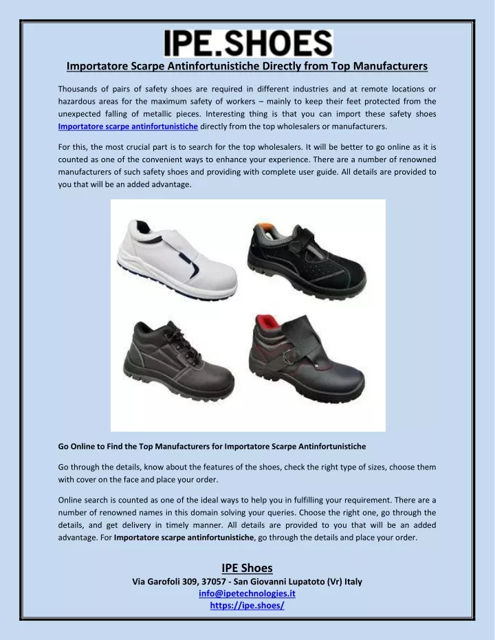 importatore scarpe antinfortunistiche directly