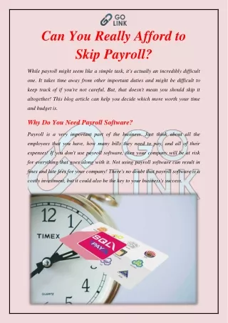 Why Do You Need Payroll Software?