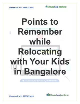 Points to Remember while Relocating with Your Kids in Bangalore