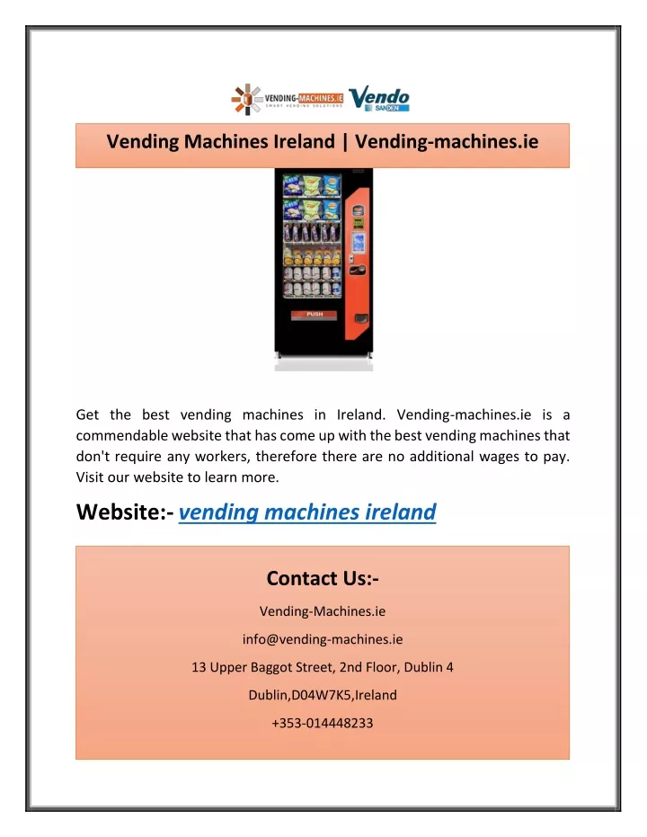 vending machines ireland vending machines ie