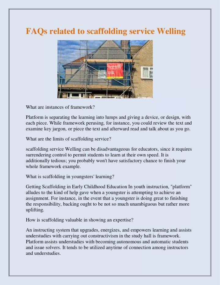faqs related to scaffolding service welling