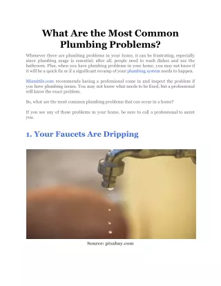 what are the most common plumbing problems