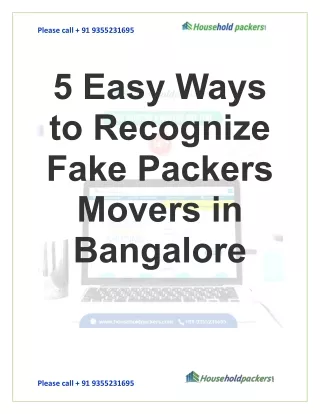 5 Easy Ways to Recognize Fake Packers Movers in Bangalore