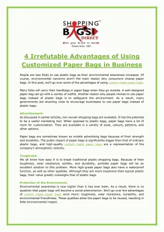 4 Irrefutable Advantages of Using Customized Paper Bags in Business