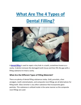 What Are The 4 Types of Dental Filling?