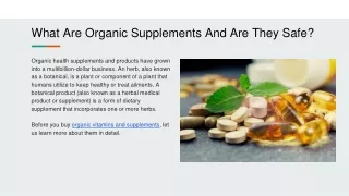 what are organic supplements and are they safe