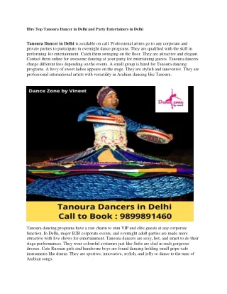 Hire Top Tanoura Dancer in Delhi and Party Entertainers in Delhi