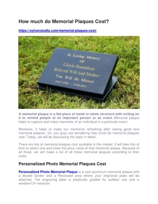 How much do Memorial Plaques Cost