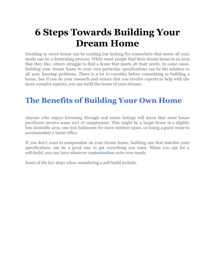 6 steps towards building your dream home