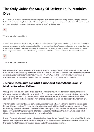 the only guide for study of defects in pv modules