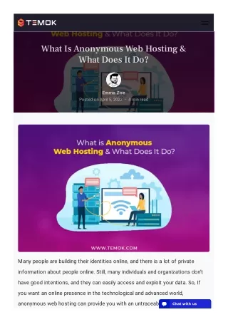 what is anonymous web hosting what does it do