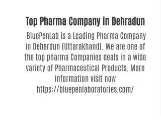 Top Pharma Company in Dehradun