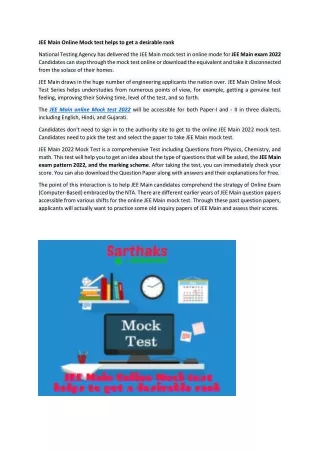 jee main online mock test helps