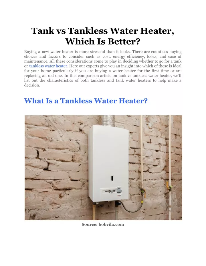 tank vs tankless water heater which is better
