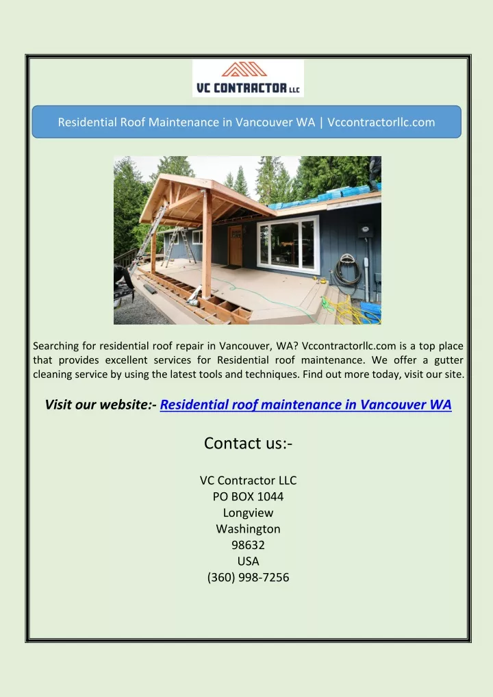 residential roof maintenance in vancouver