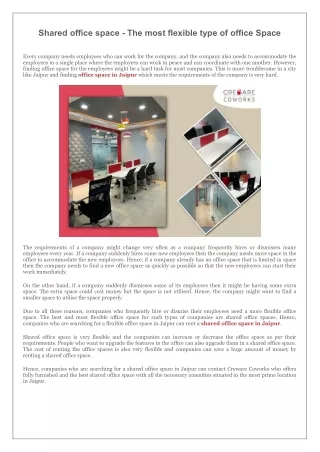 Shared office space - The most flexible type of office Space