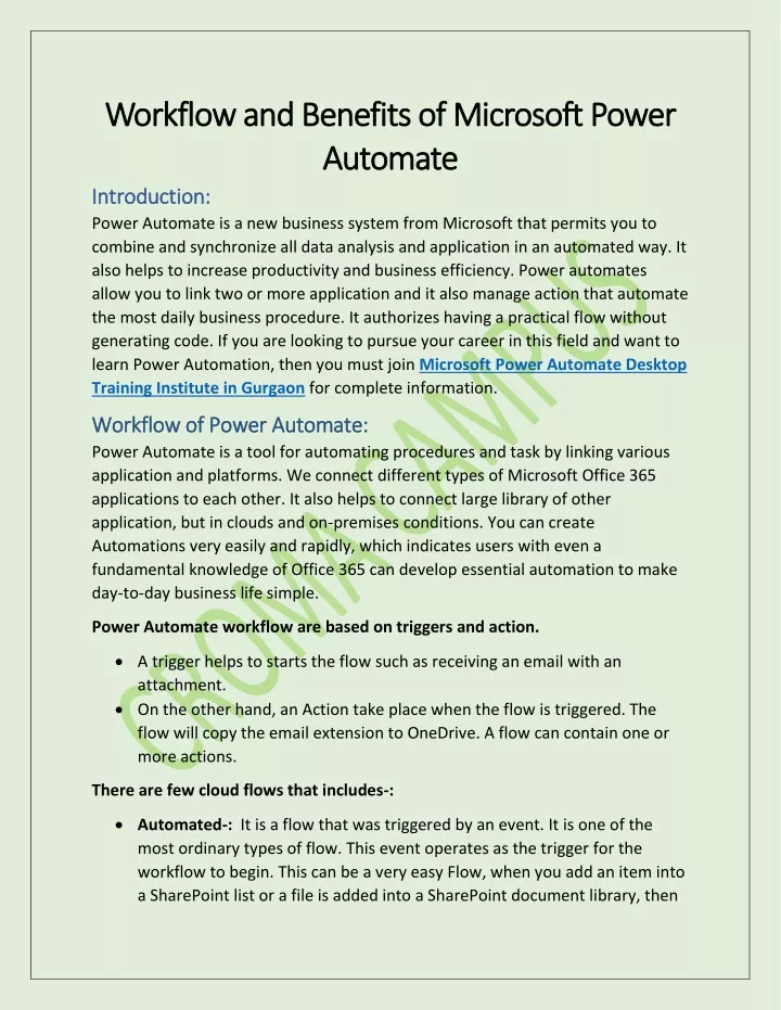 workflow and benefits of microsoft power workflow